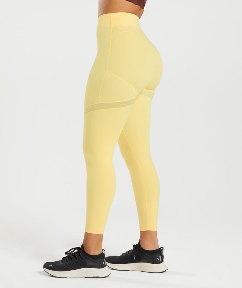 Women's Gymshark Whitney Mesh Leggings Yellow | NZ 6NPDOB